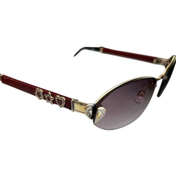Brighton Misty Handmade  Women's Sunglasses Red/Black/Silver Leather Frames Only - Picture 7 of 9